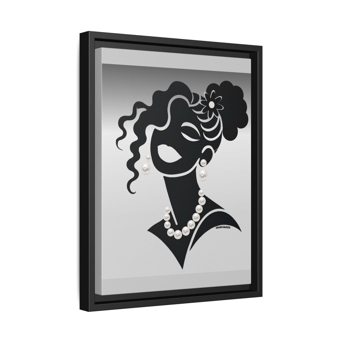 Pearls & Curls 5 | Black and White Framed Matte Canvas Wall Art (black or white frame)