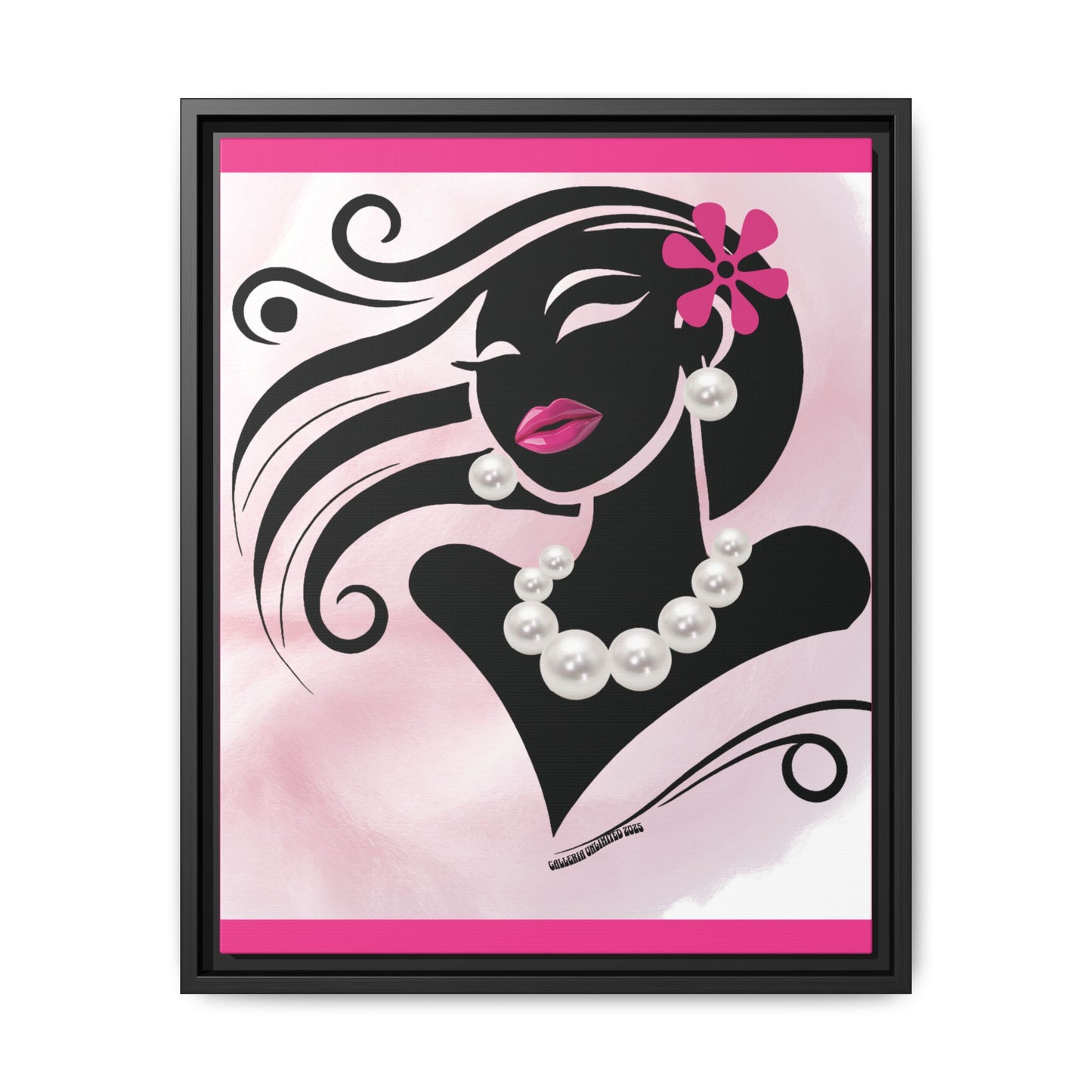 Pearls & Curls6 | Pink Pout - Framed Matte Canvas Art