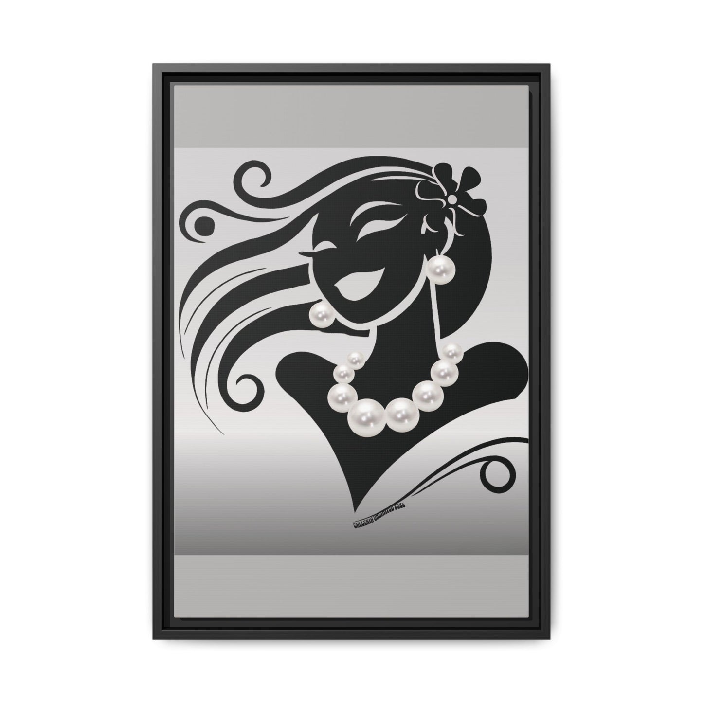 Pearls & Curls6 | Black and White - Framed Matte Canvas Art (black or white frame)