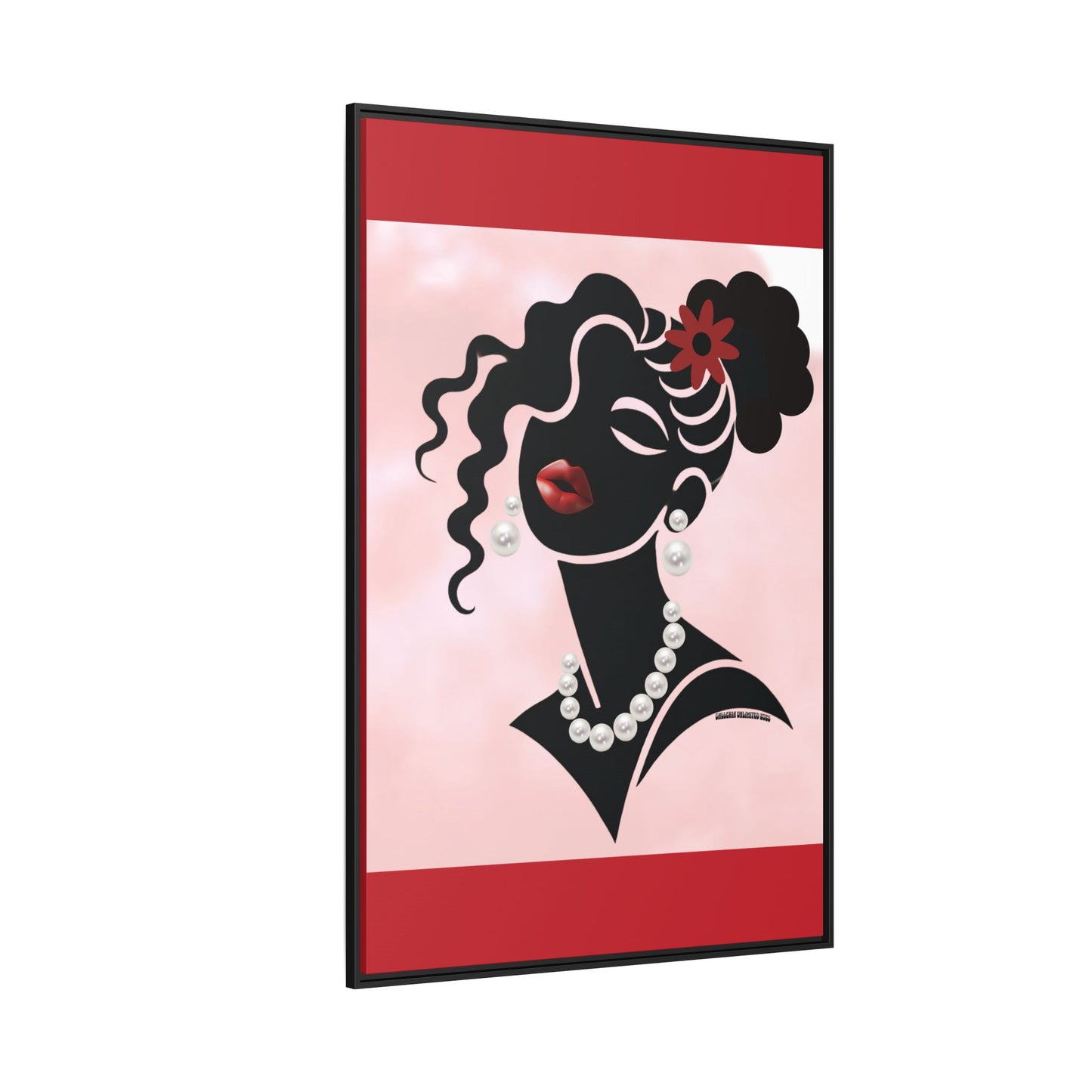 Pearls & Curls5 | Ruby Kiss - Framed Matte Canvas Art (black or white frame)