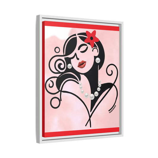 Pearls & Curls 4 | Cherry Kiss Framed Matte Canvas Wall Art (black or white frame)