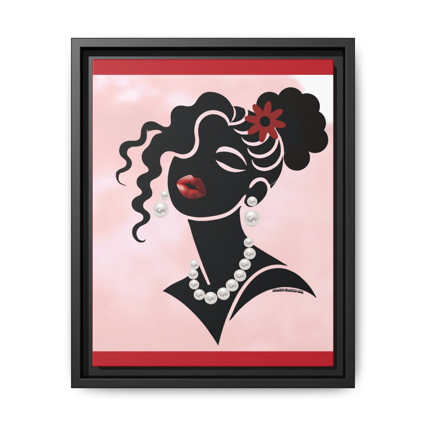 Pearls & Curls5 | Ruby Kiss - Framed Matte Canvas Art (black or white frame)