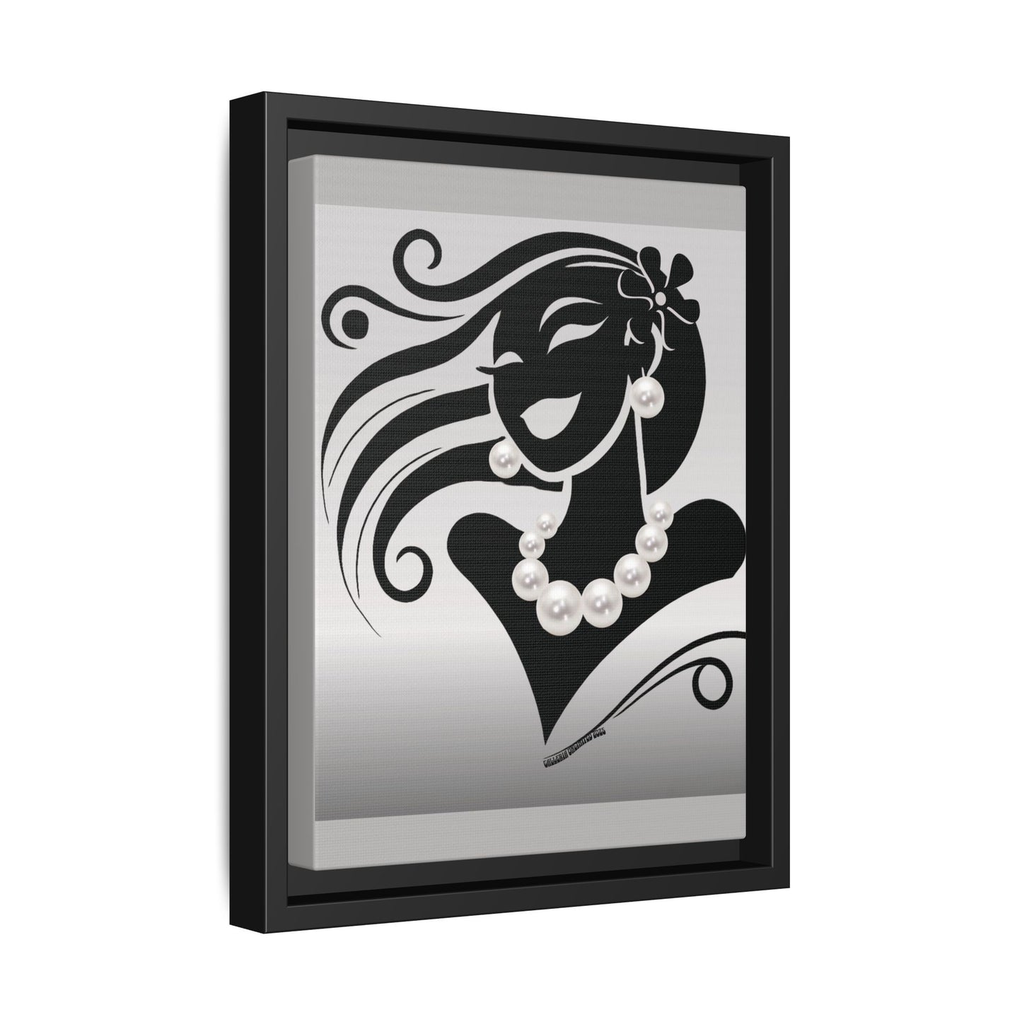 Pearls & Curls6 | Black and White - Framed Matte Canvas Art (black or white frame)
