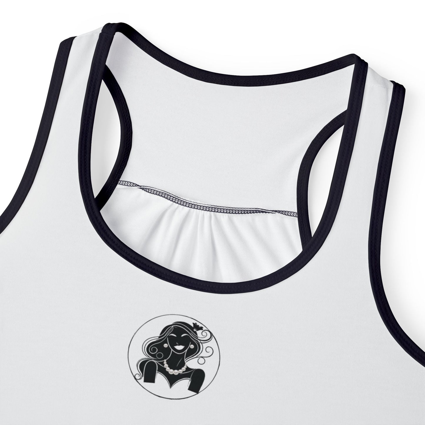 Pearls & Curls1 | White - Plain Ringer Tank (black or white trim)