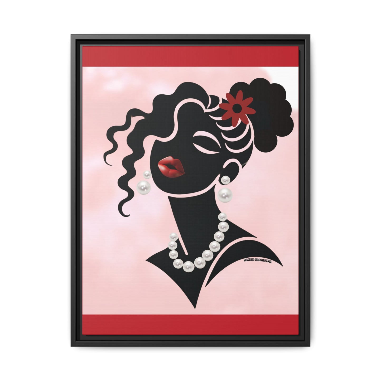 Pearls & Curls5 | Ruby Kiss - Framed Matte Canvas Art (black or white frame)