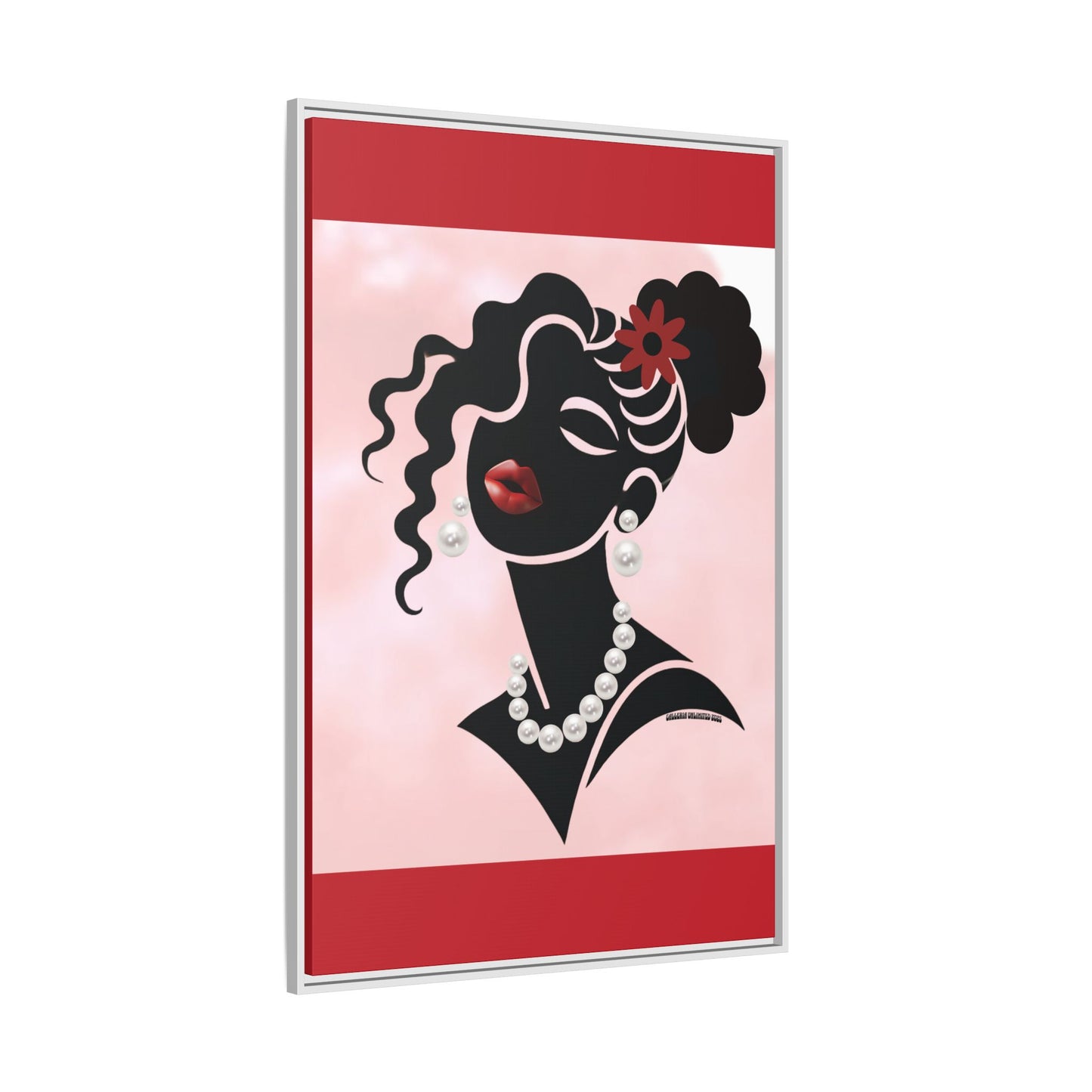 Pearls & Curls5 | Ruby Kiss - Framed Matte Canvas Art (black or white frame)