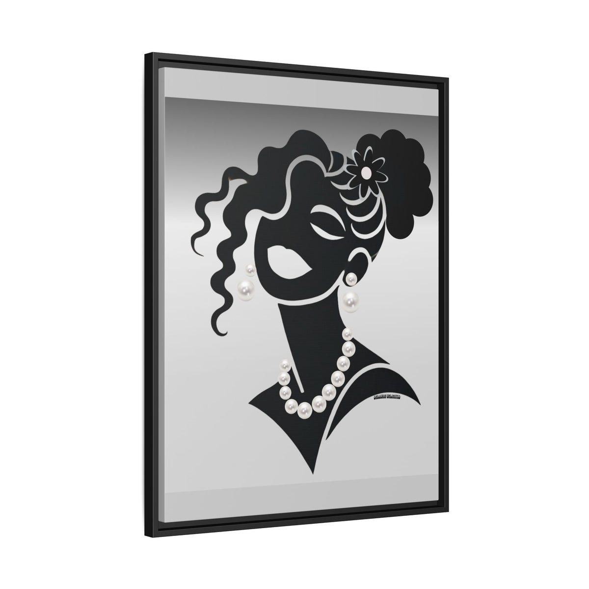 Pearls & Curls 5 | Black and White Framed Matte Canvas Wall Art (black or white frame)