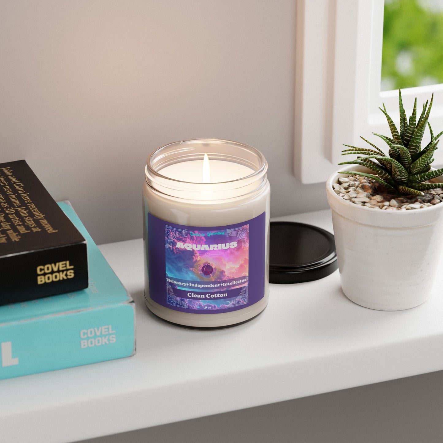 Aquarius | Clean Cotton Candle, 9oz (amethyst)