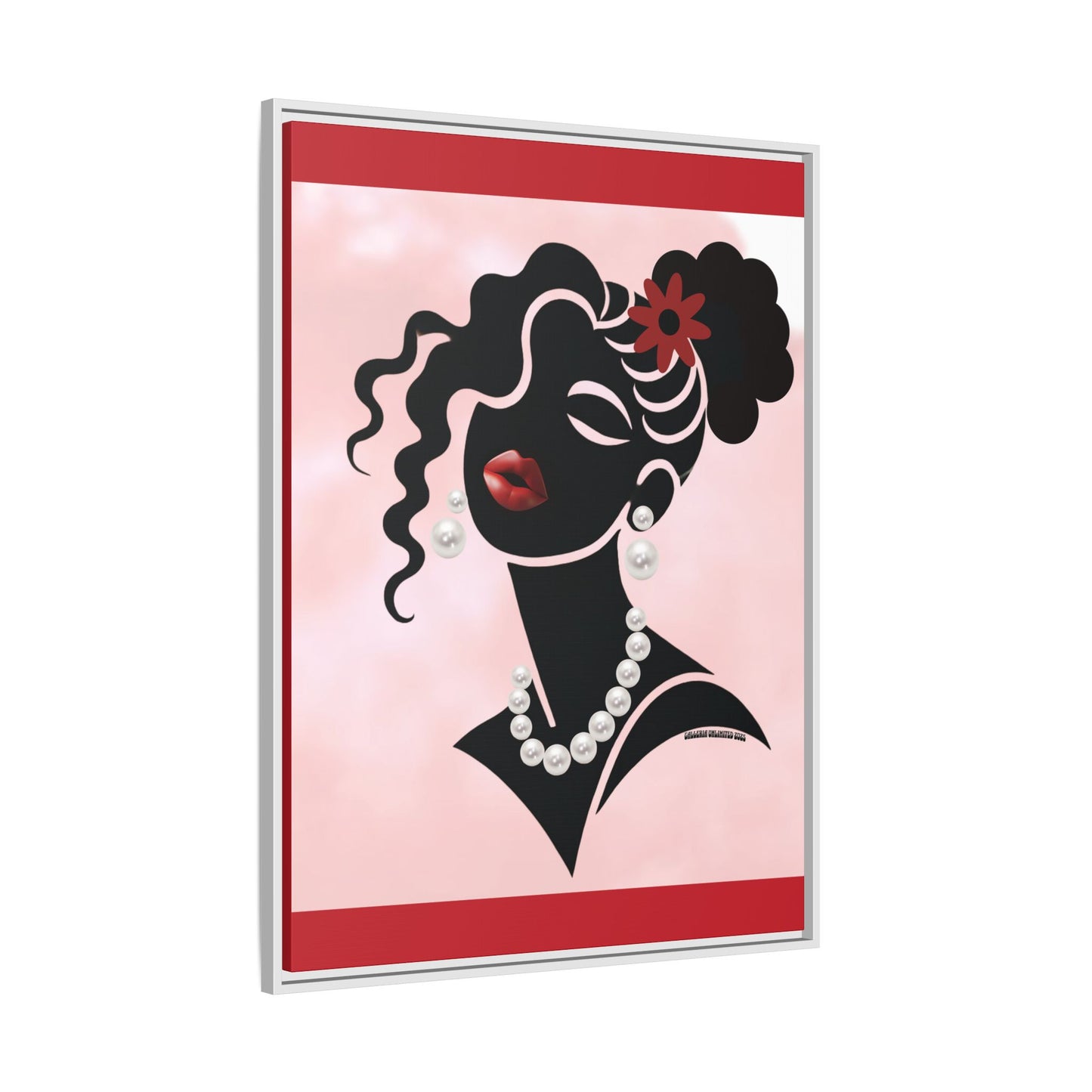 Pearls & Curls5 | Ruby Kiss - Framed Matte Canvas Art (black or white frame)