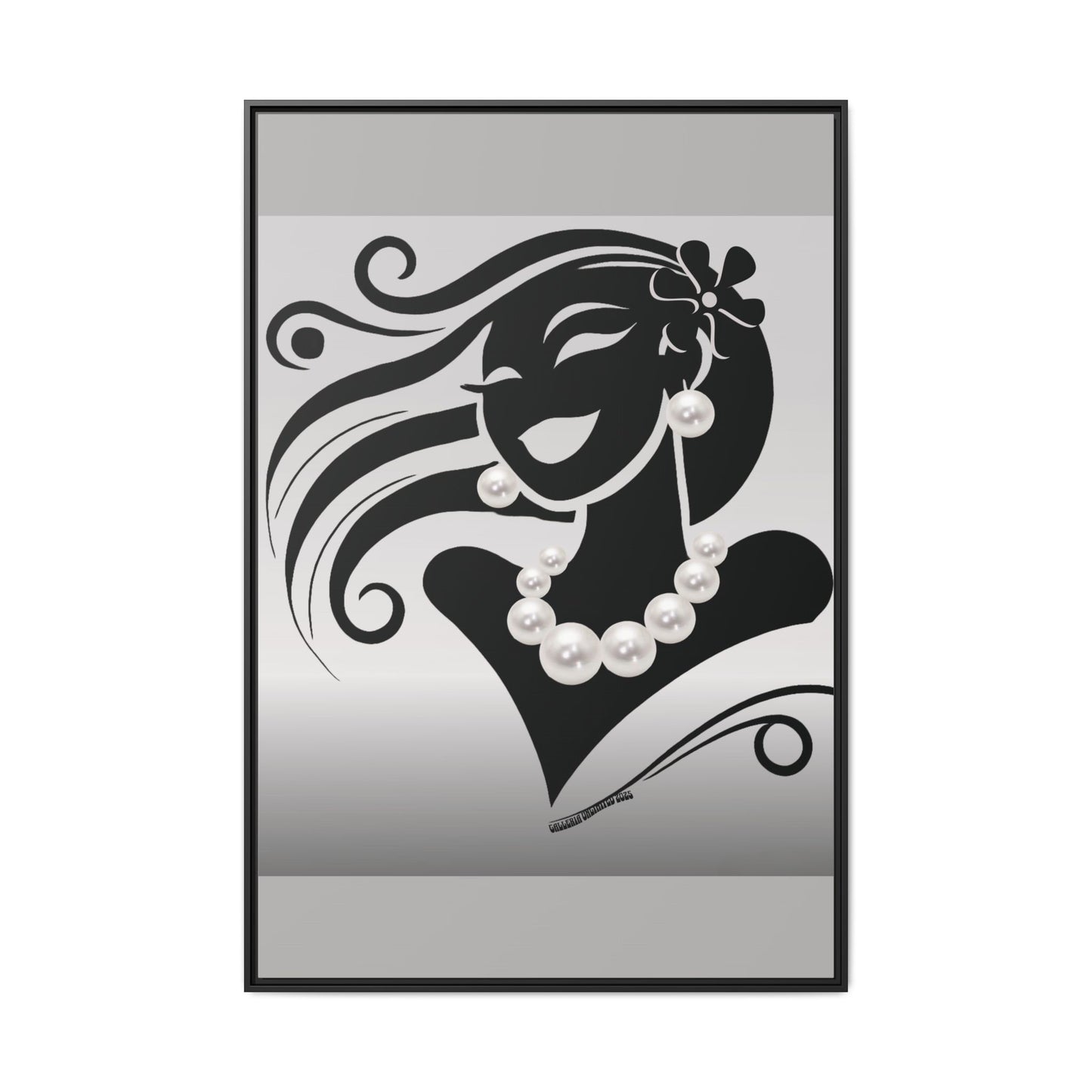 Pearls & Curls6 | Black and White - Framed Matte Canvas Art (black or white frame)