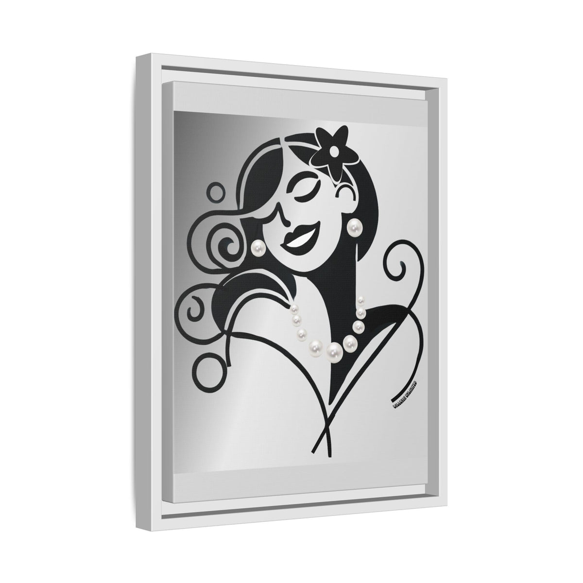 Pearls & Curls 4 | Black and White Framed Matte Canvas Wall Art (black or white frame)