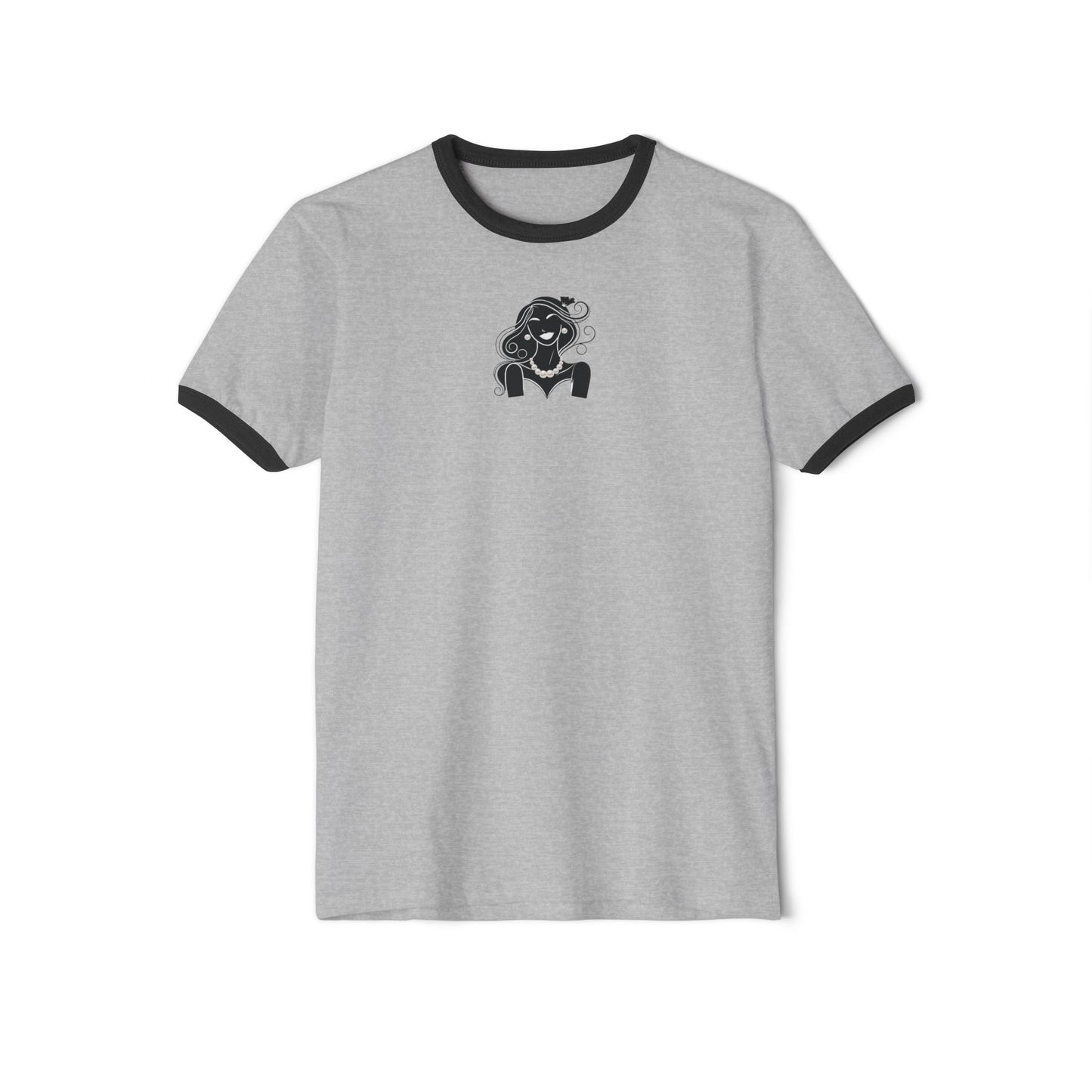 Pearls & Curls1| Plain Ringer Tee (heather grey or white)