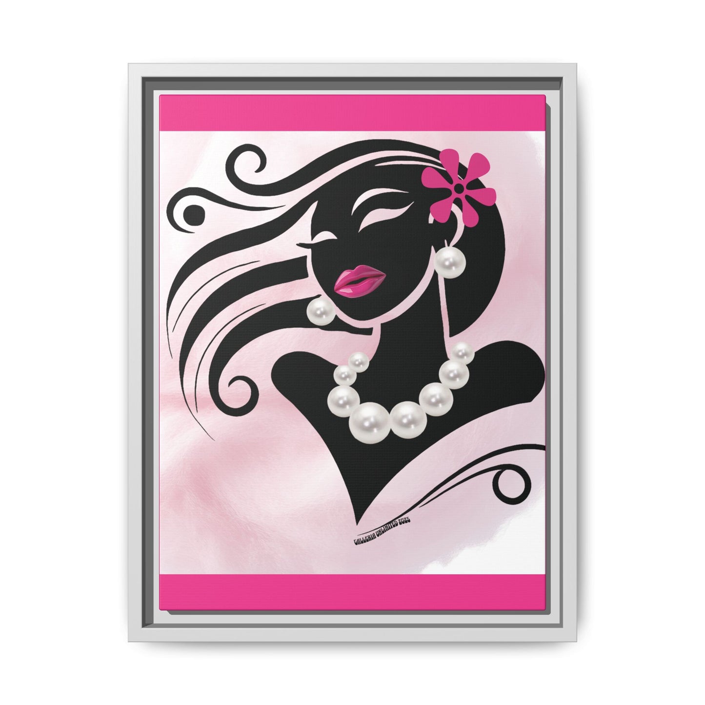 Pearls & Curls6 | Pink Pout - Framed Matte Canvas Art