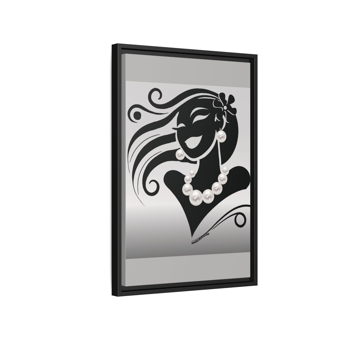 Pearls & Curls6 | Black and White - Framed Matte Canvas Art (black or white frame)