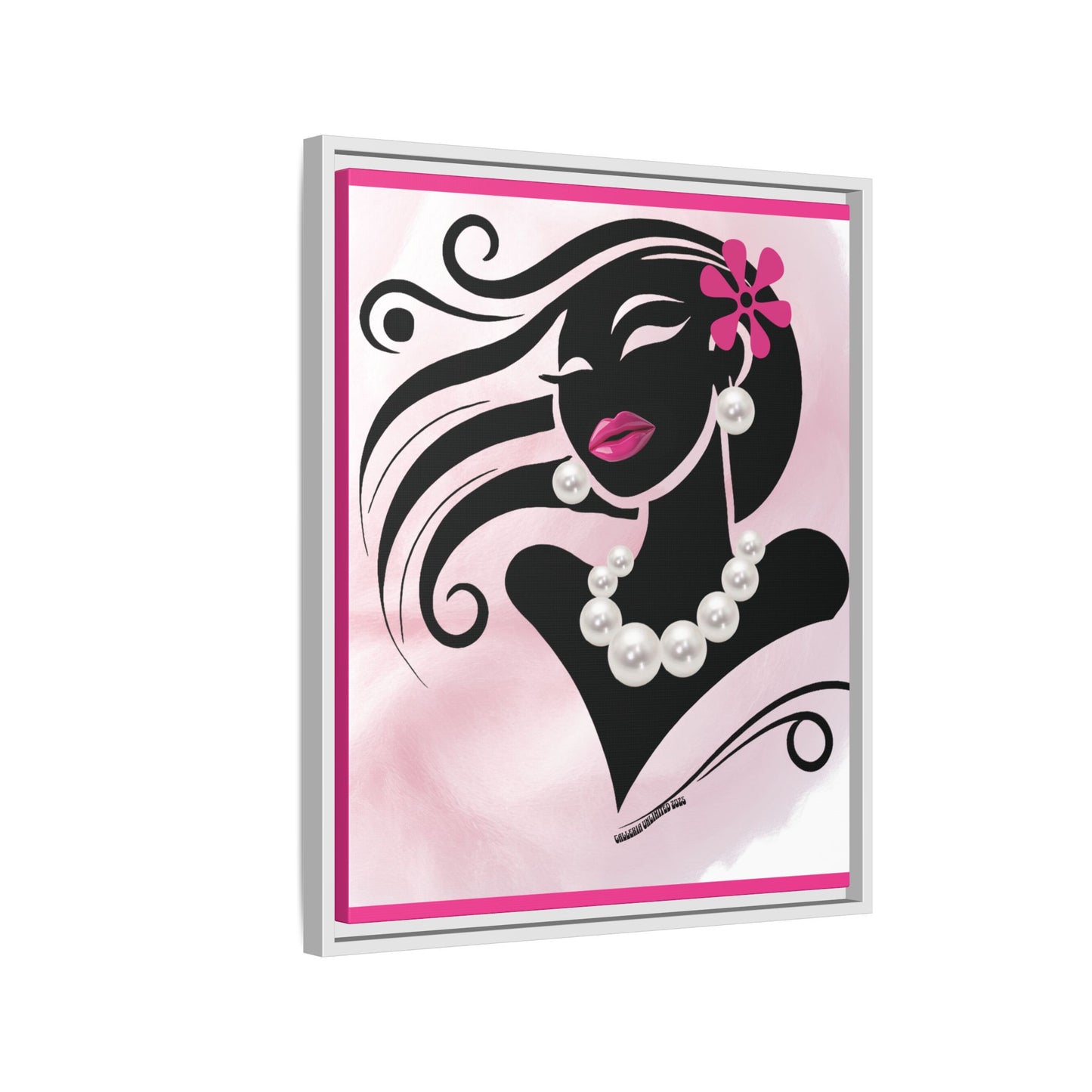 Pearls & Curls6 | Pink Pout - Framed Matte Canvas Art