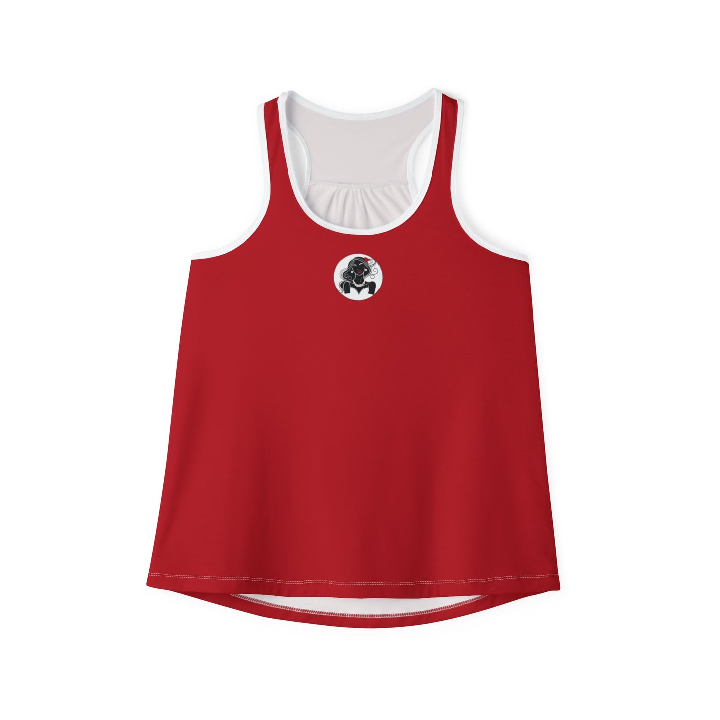 Pearls & Curls1 | Dark Red - Ruby Lips Ringer Tank (black or white trim)