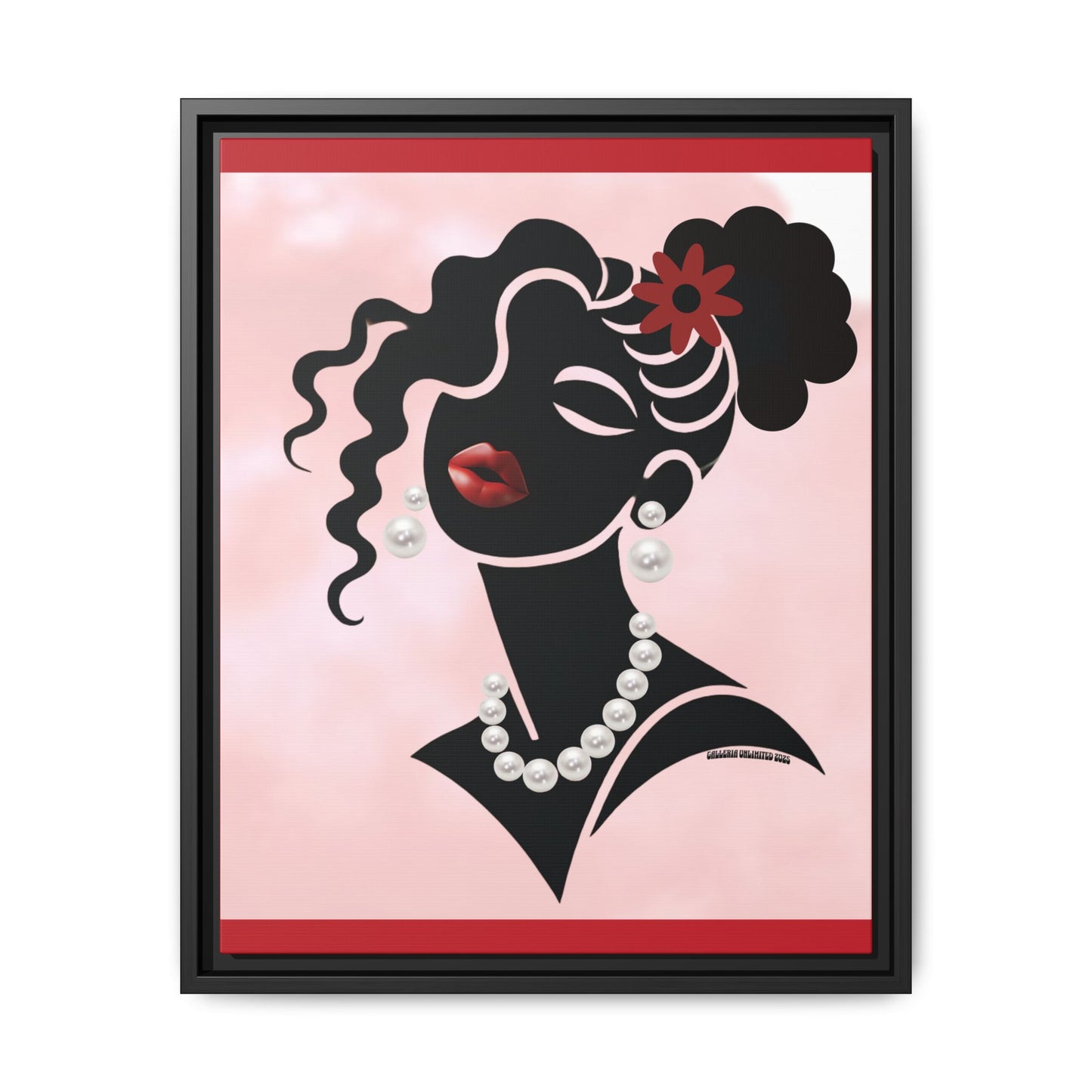 Pearls & Curls5 | Ruby Kiss - Framed Matte Canvas Art (black or white frame)