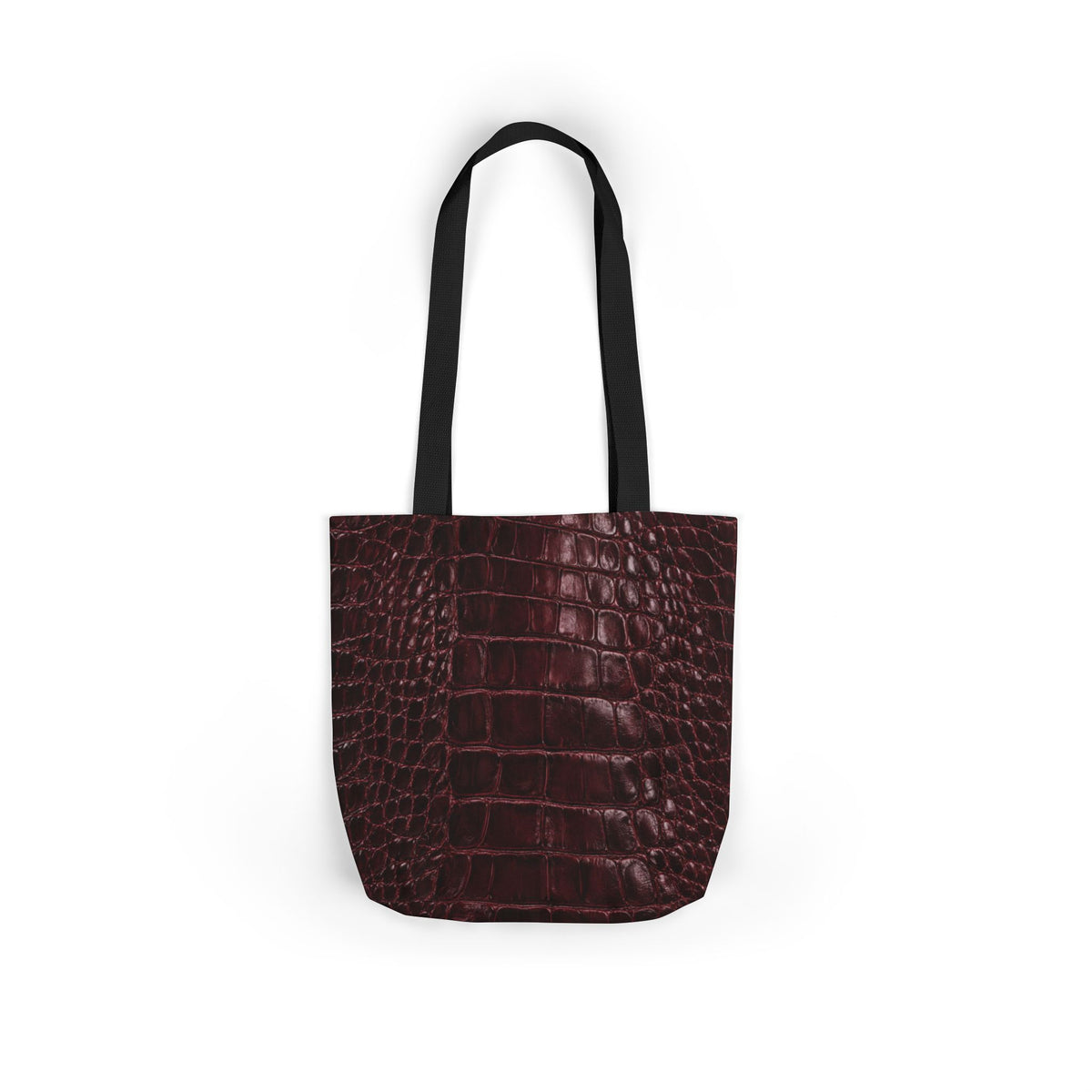 Alligator | Burgundy Print All-Over Pattern Tote Bag (non-textured printed fabric)