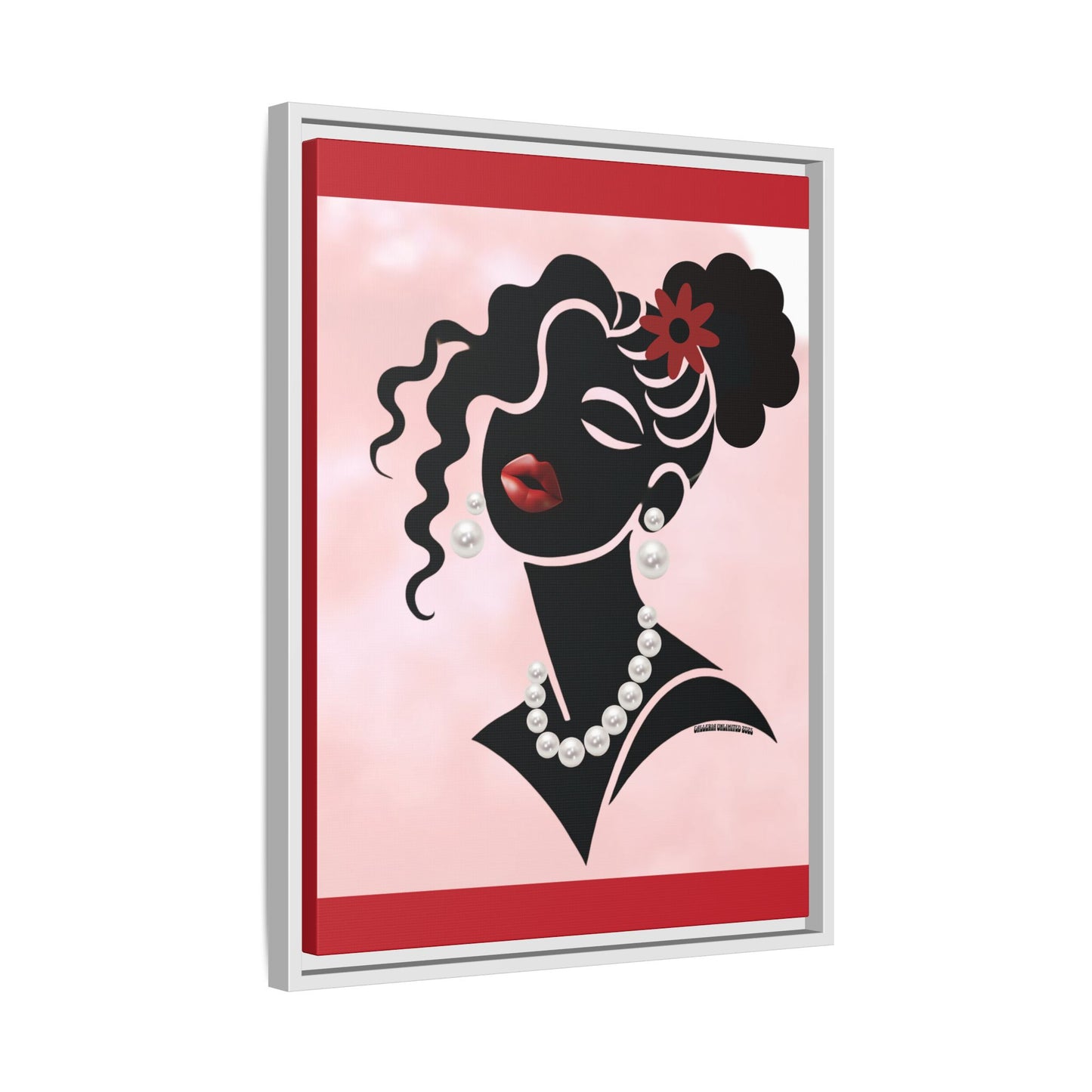 Pearls & Curls5 | Ruby Kiss - Framed Matte Canvas Art (black or white frame)