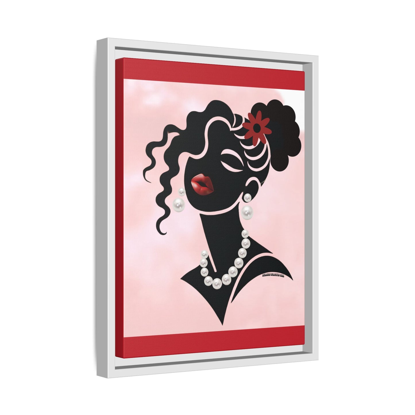 Pearls & Curls5 | Ruby Kiss - Framed Matte Canvas Art (black or white frame)