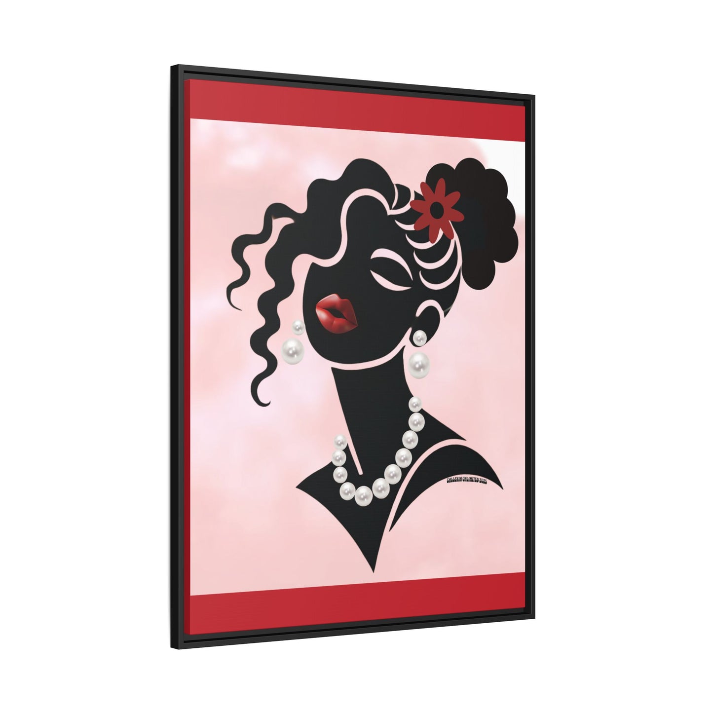Pearls & Curls5 | Ruby Kiss - Framed Matte Canvas Art (black or white frame)