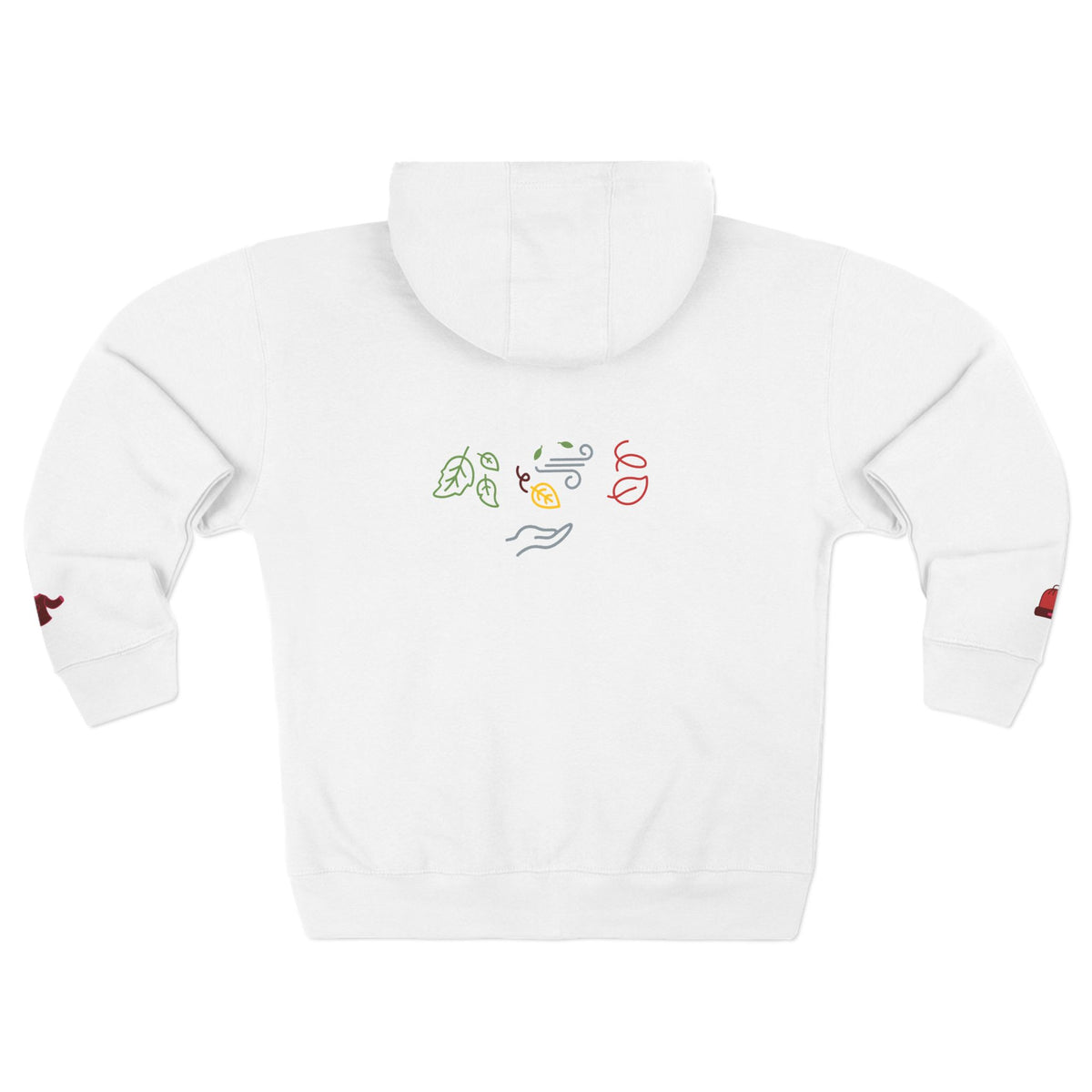 Autumn Harvest 6 | 'Sweater Weather' Graphic Icon Zip Hoodie (non-embroidered) — Cozy Fall Hoodie with Autumn Icons, front and back design