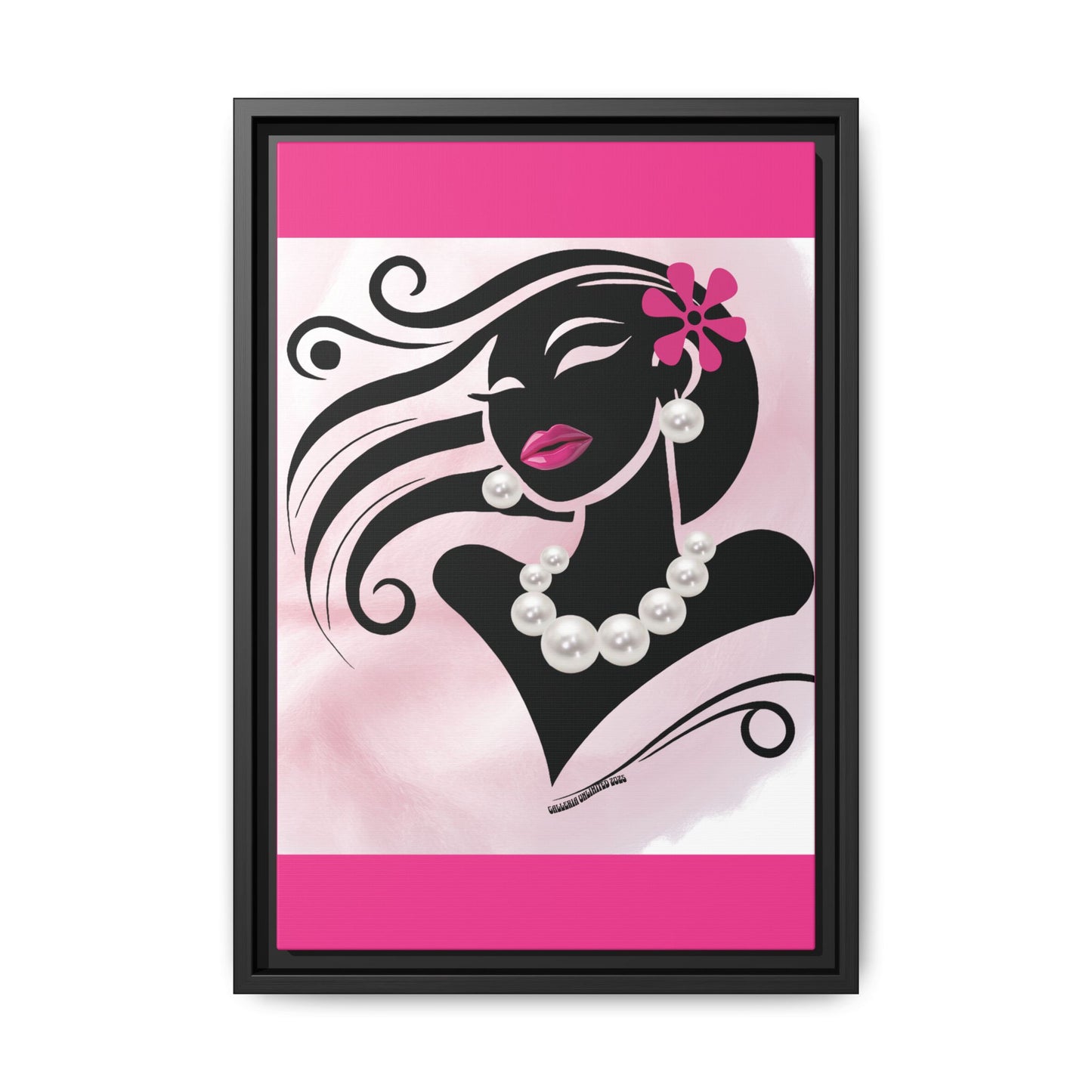 Pearls & Curls6 | Pink Pout - Framed Matte Canvas Art