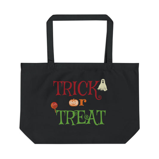 The Spooky Edit4 - Trick or Treat Eco Tote Bag, large double-sided (black or beige)