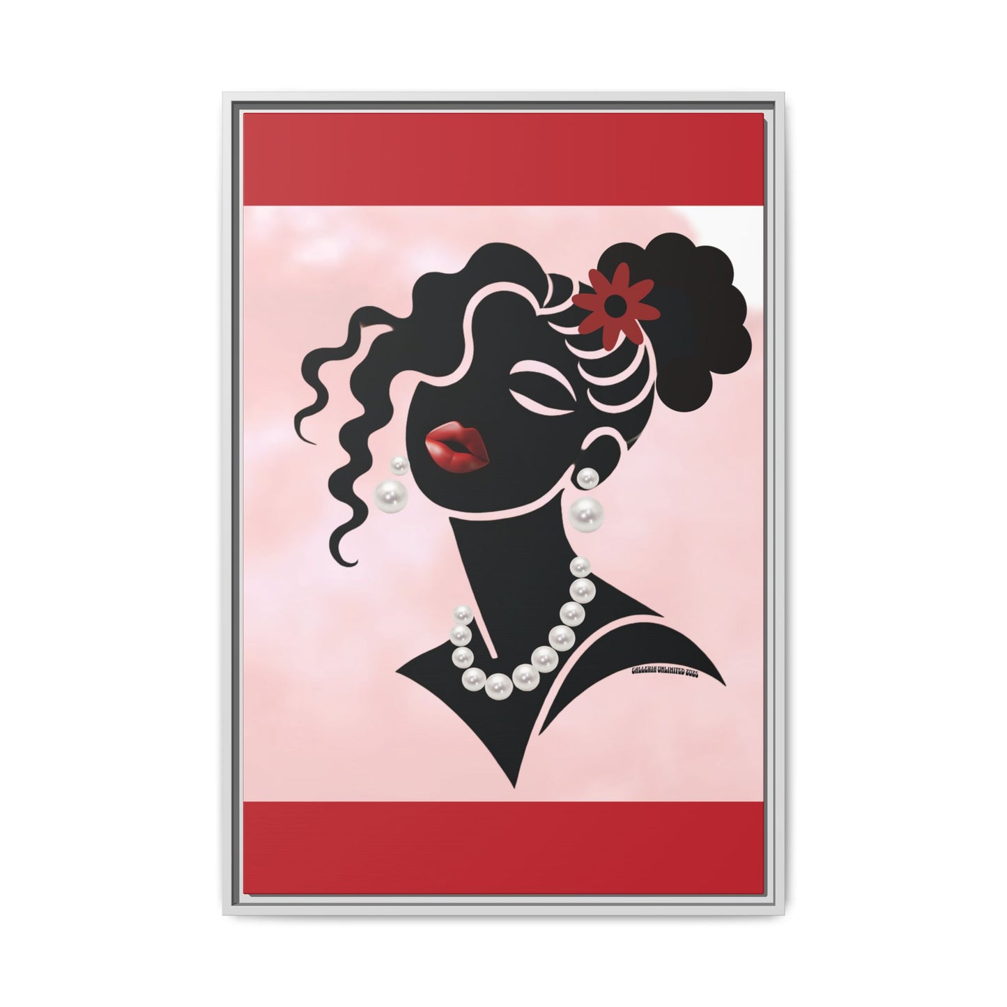 Pearls & Curls5 | Ruby Kiss - Framed Matte Canvas Art (black or white frame)