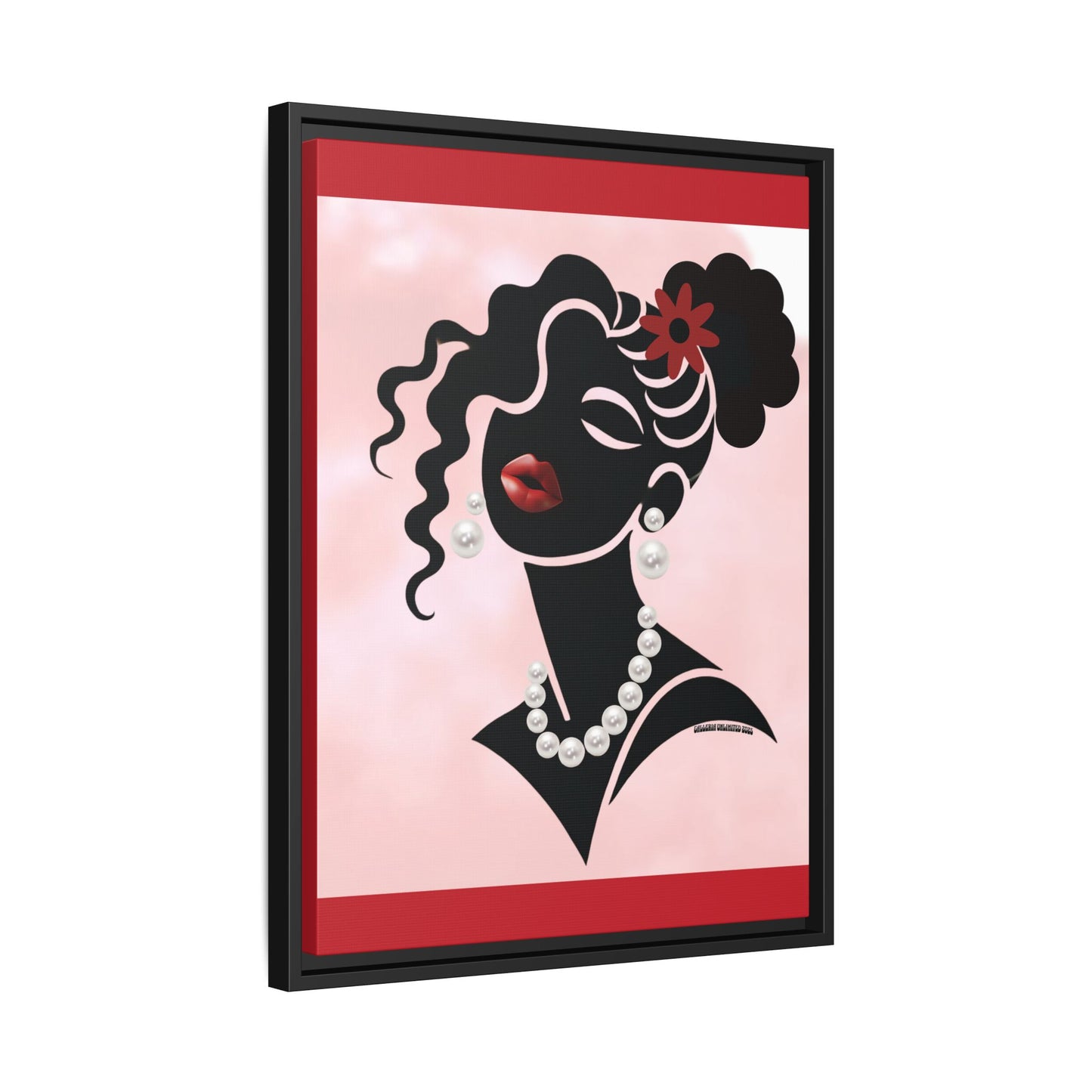 Pearls & Curls5 | Ruby Kiss - Framed Matte Canvas Art (black or white frame)