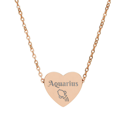 Aquarius | Heart Water Pitcher Symbol (18K gold/rose gold, stainless steel, rainbow/black PVD coating)
