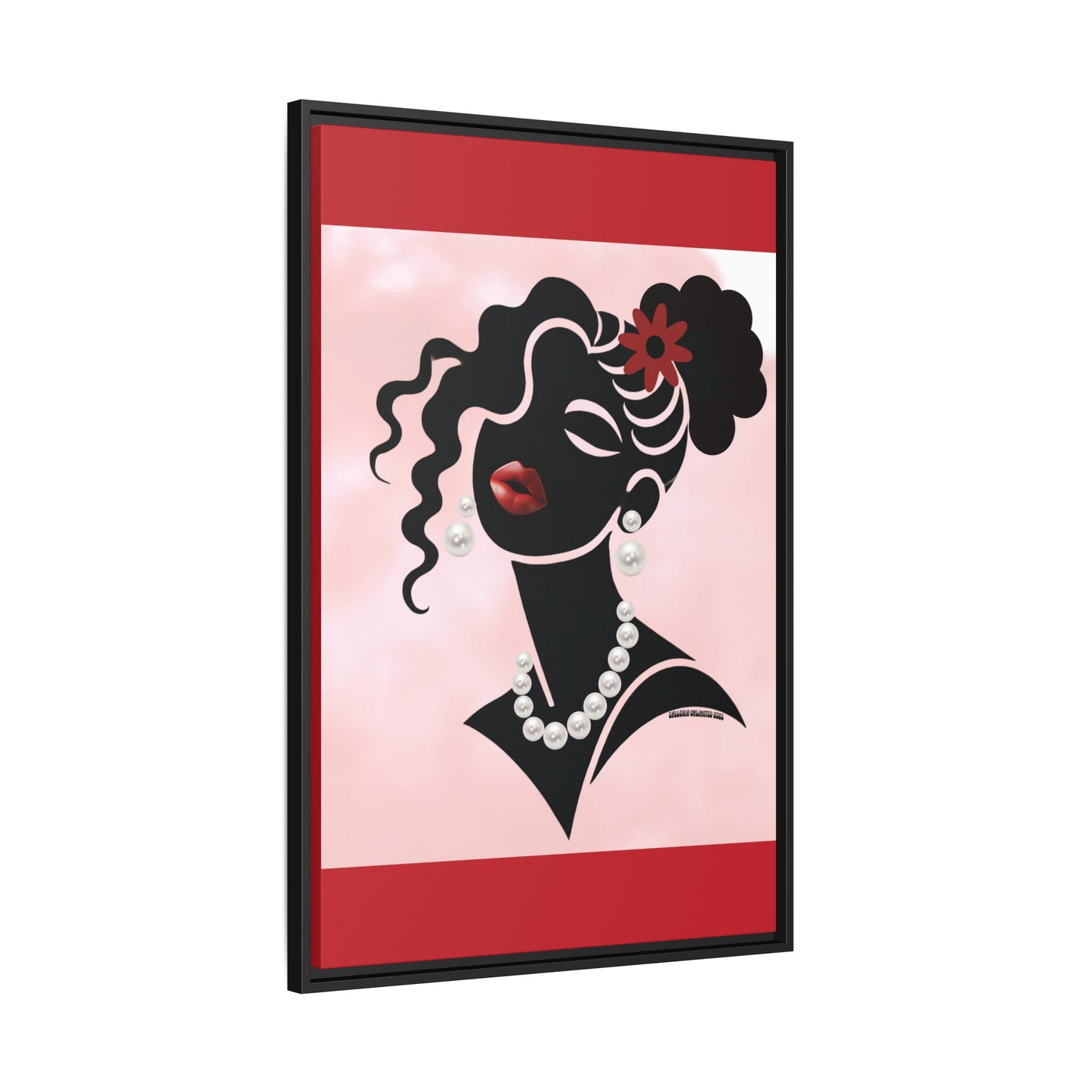 Pearls & Curls5 | Ruby Kiss - Framed Matte Canvas Art (black or white frame)