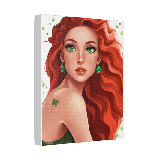 Clovers 2 | Emerald Whisper in White, Stretched Satin Canvas Print
