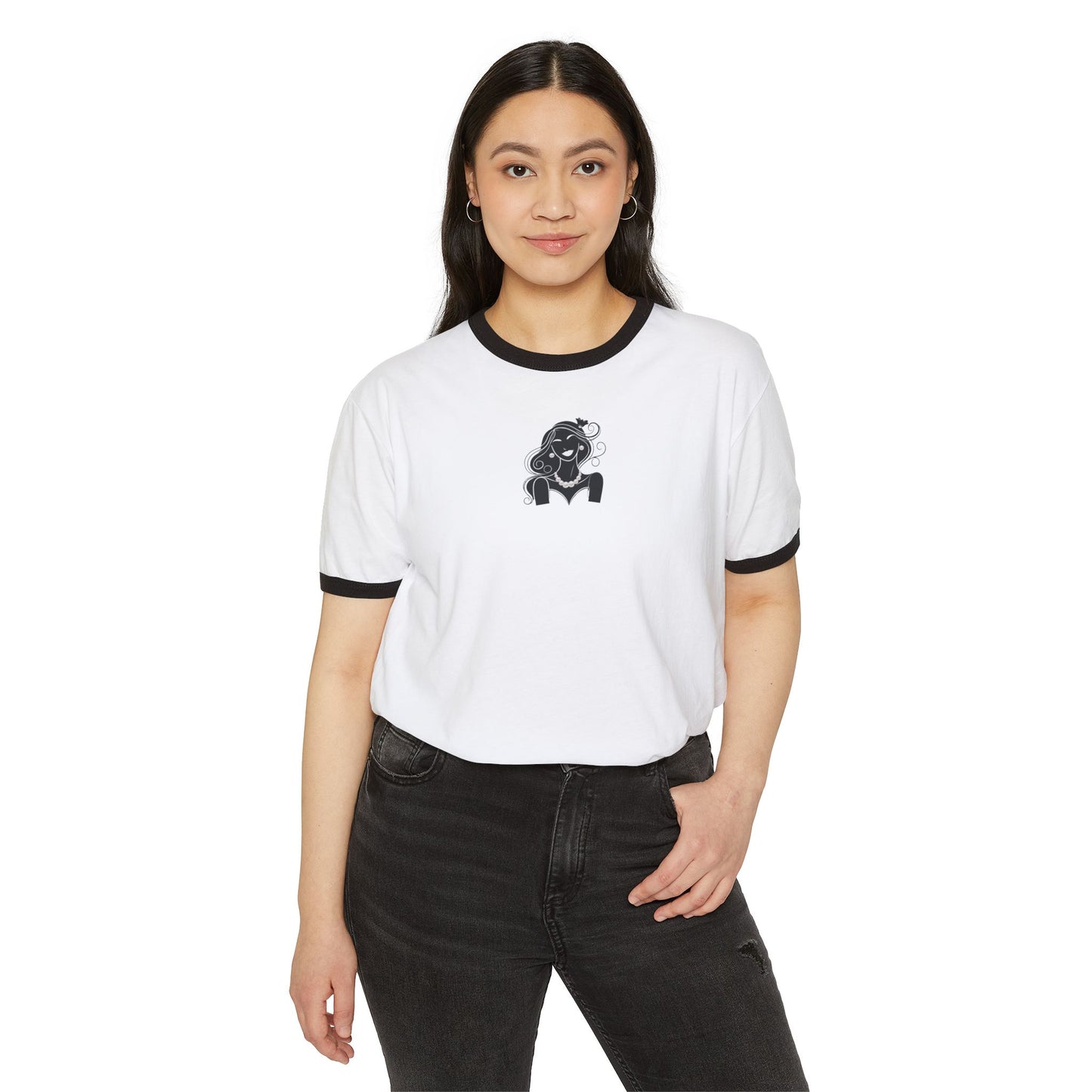 Pearls & Curls1| Plain Ringer Tee (heather grey or white)