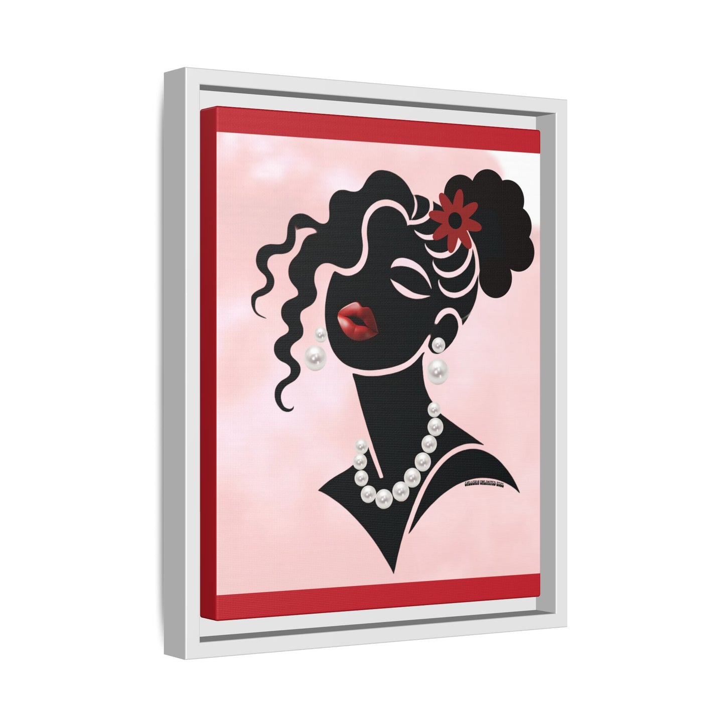 Pearls & Curls5 | Ruby Kiss - Framed Matte Canvas Art (black or white frame)