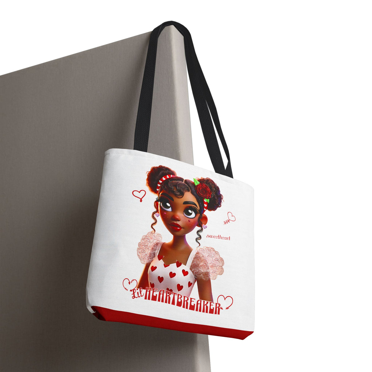 Heartbreaker Girl | Marshmallow All Over Print Two-Tone Tote Bag (multiple strap colors)