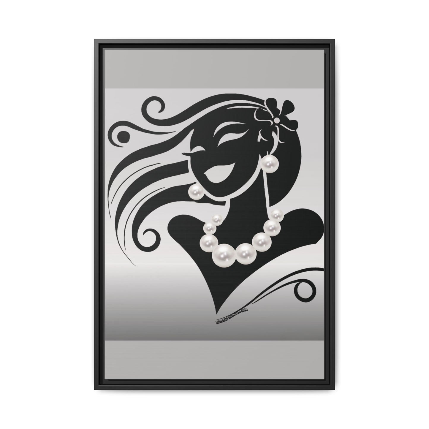 Pearls & Curls6 | Black and White - Framed Matte Canvas Art (black or white frame)