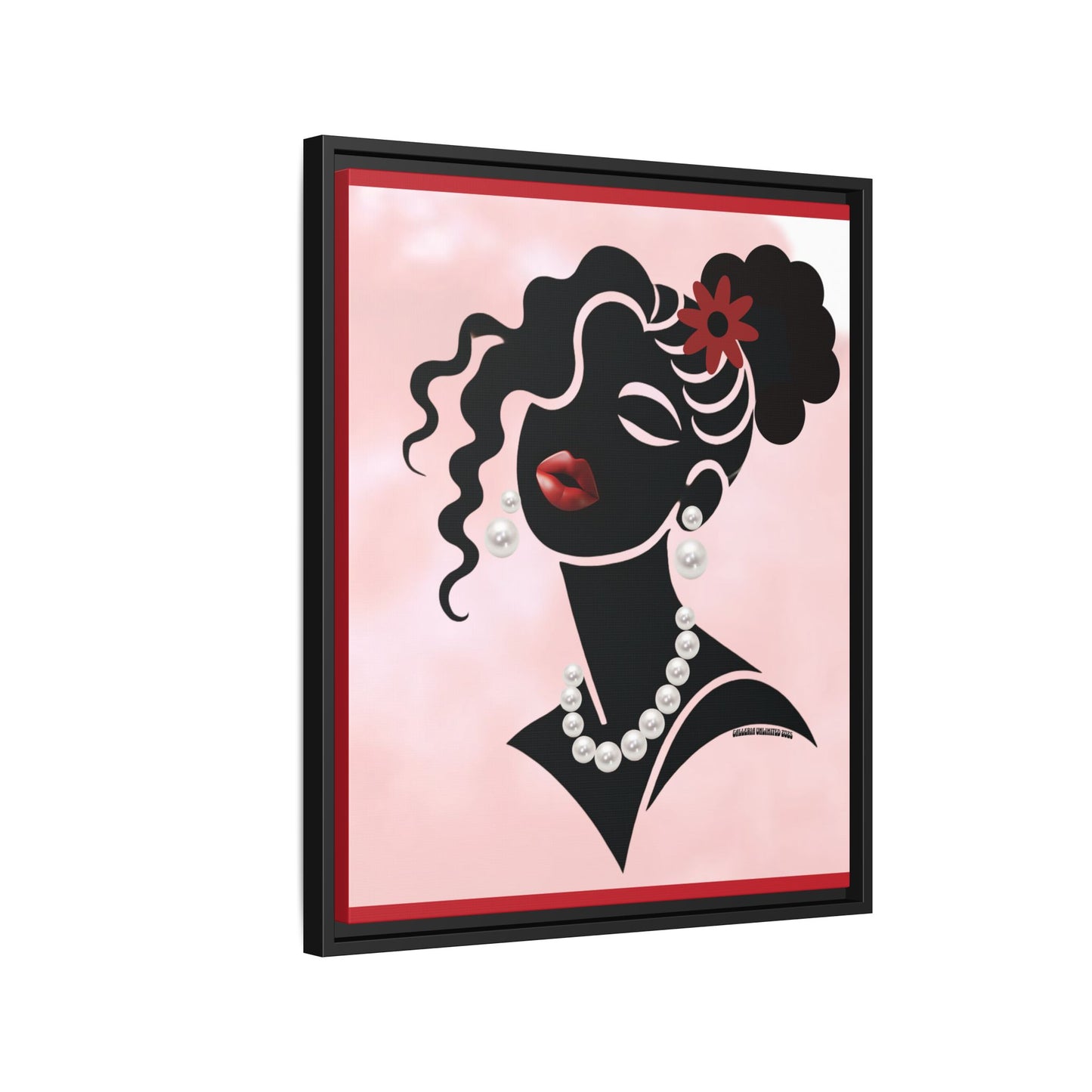 Pearls & Curls5 | Ruby Kiss - Framed Matte Canvas Art (black or white frame)