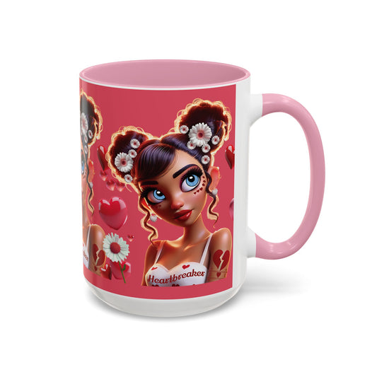 Heartbreaker 1 | Raspberry - Coffee Mug, two-tone, 15 oz (multiple handle colors)