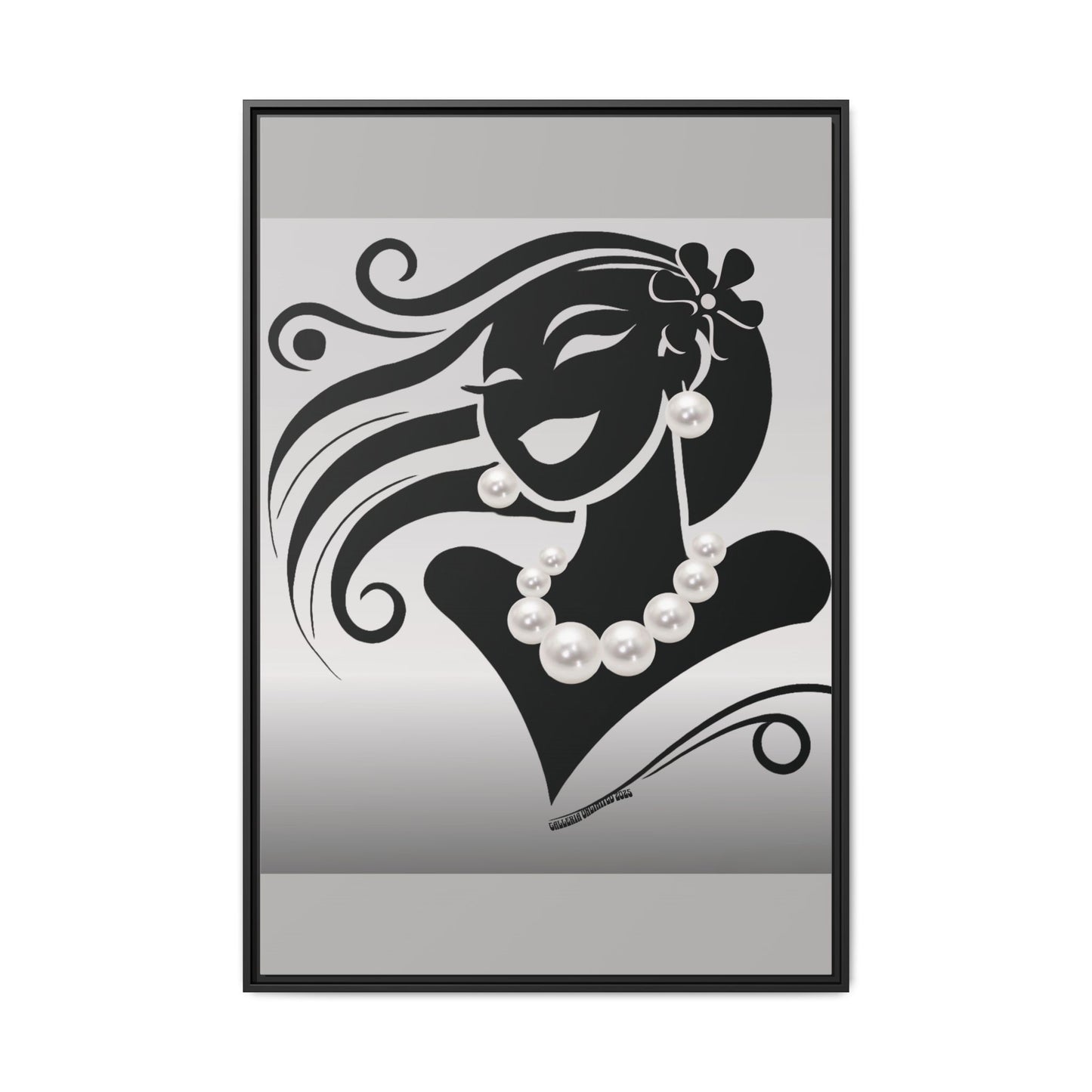 Pearls & Curls6 | Black and White - Framed Matte Canvas Art (black or white frame)