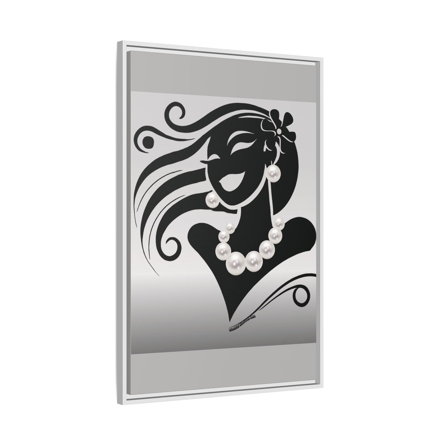 Pearls & Curls6 | Black and White - Framed Matte Canvas Art (black or white frame)