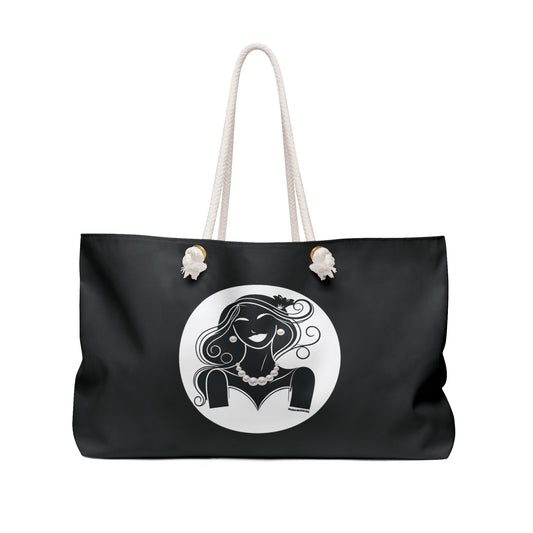 Pearls & Curls1 | Black - Two-Sided Weekender Bag