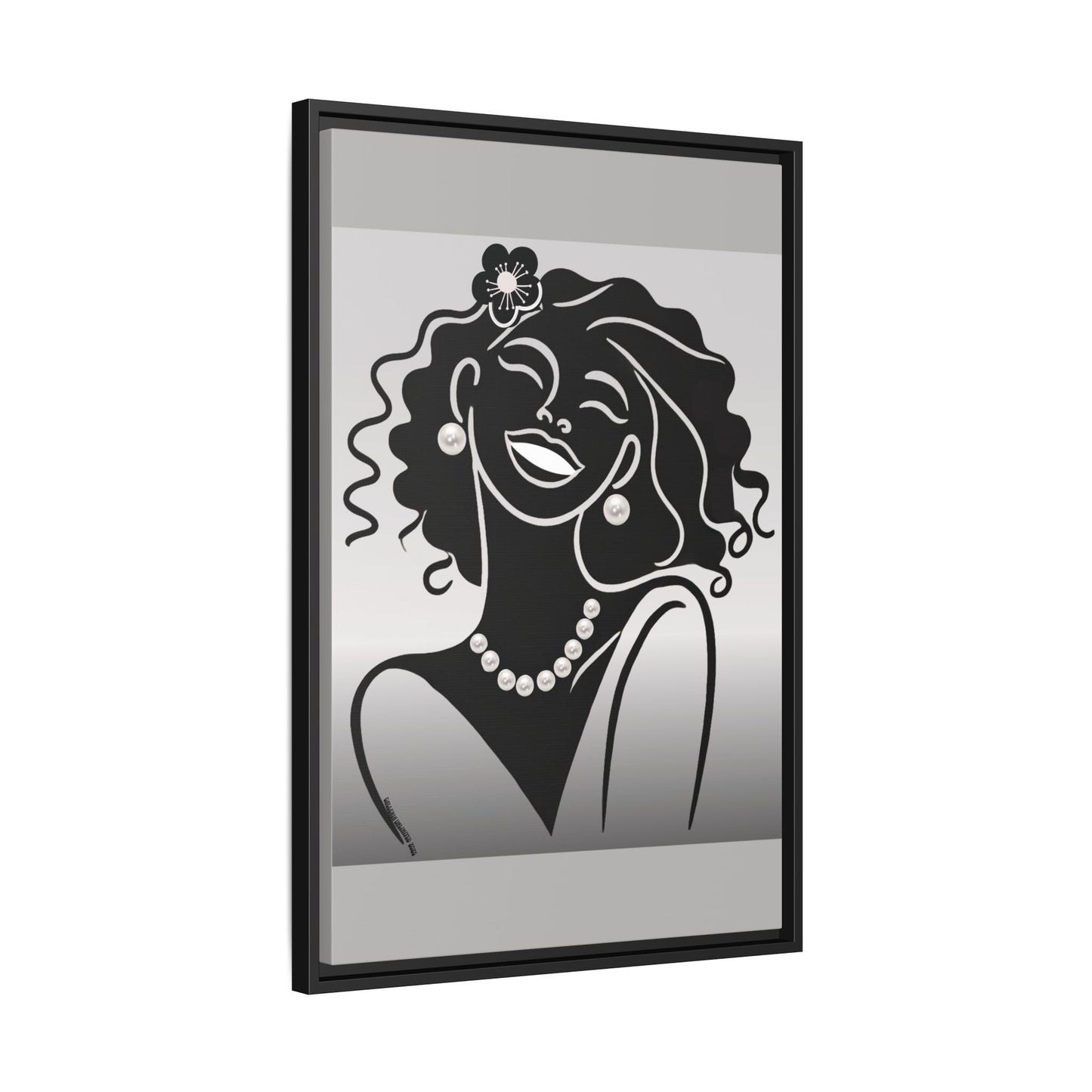 Pearls & Curls2 | Black and White - Framed Matte Canvas Art (black or white frame)