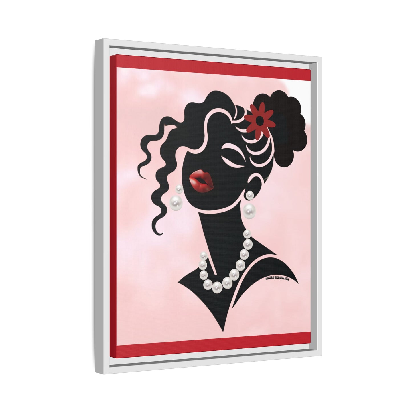 Pearls & Curls5 | Ruby Kiss - Framed Matte Canvas Art (black or white frame)
