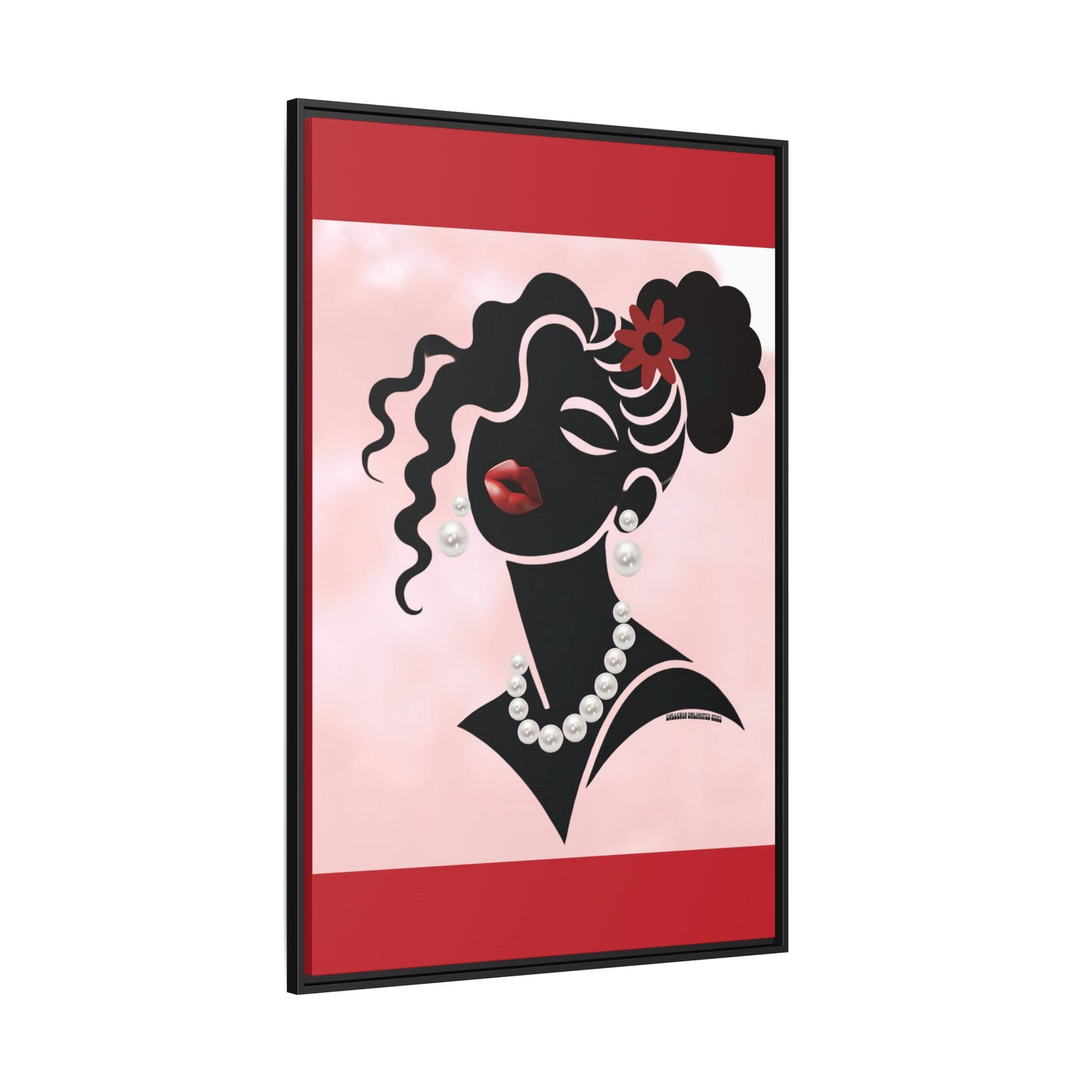 Pearls & Curls5 | Ruby Kiss - Framed Matte Canvas Art (black or white frame)