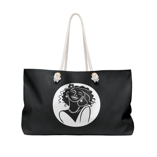 Pearls & Curls2 | Black - Two-Sided Weekender Bag