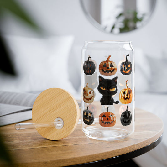 The Spooky Edit2 - Black Cat Sipper Glass, 16oz
