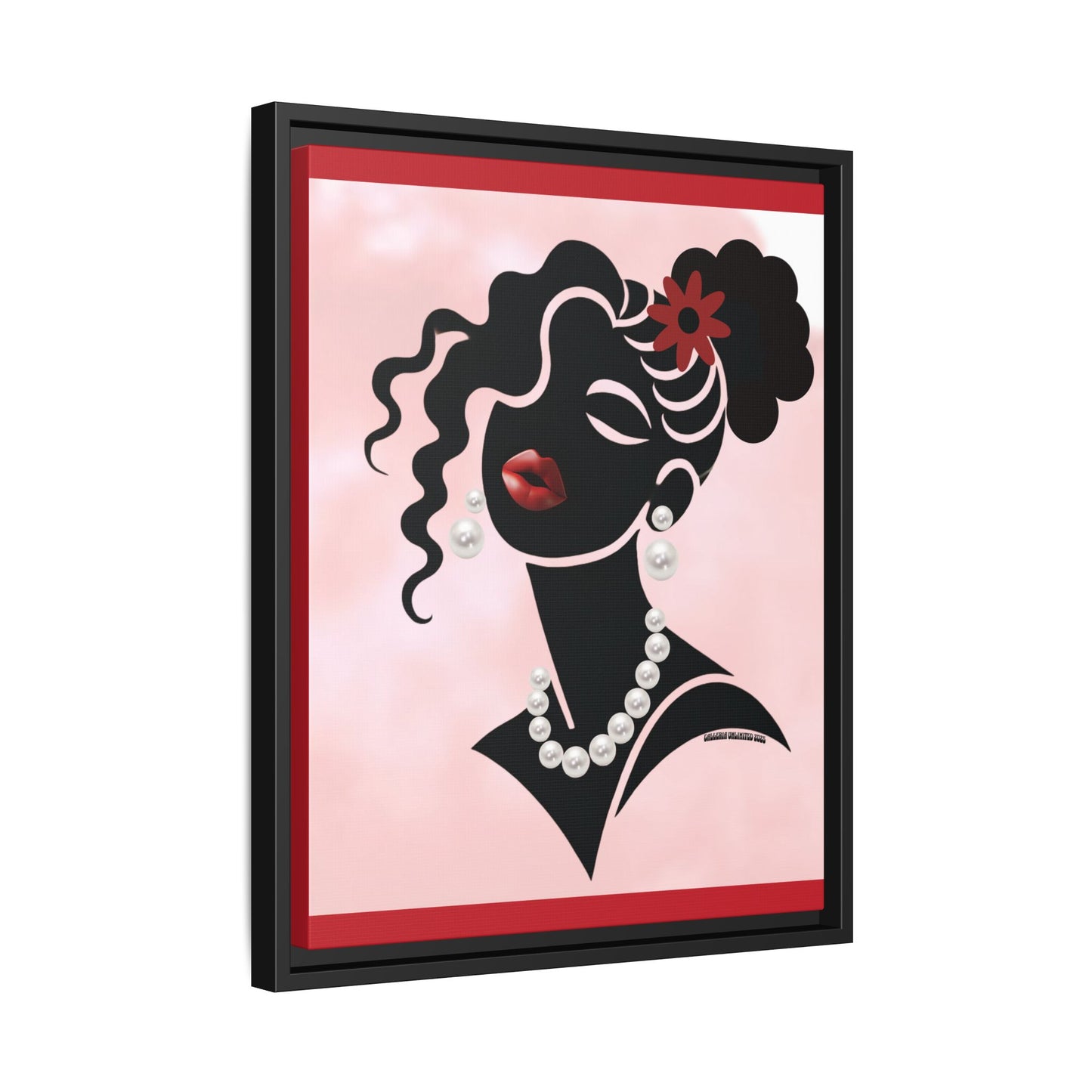Pearls & Curls5 | Ruby Kiss - Framed Matte Canvas Art (black or white frame)
