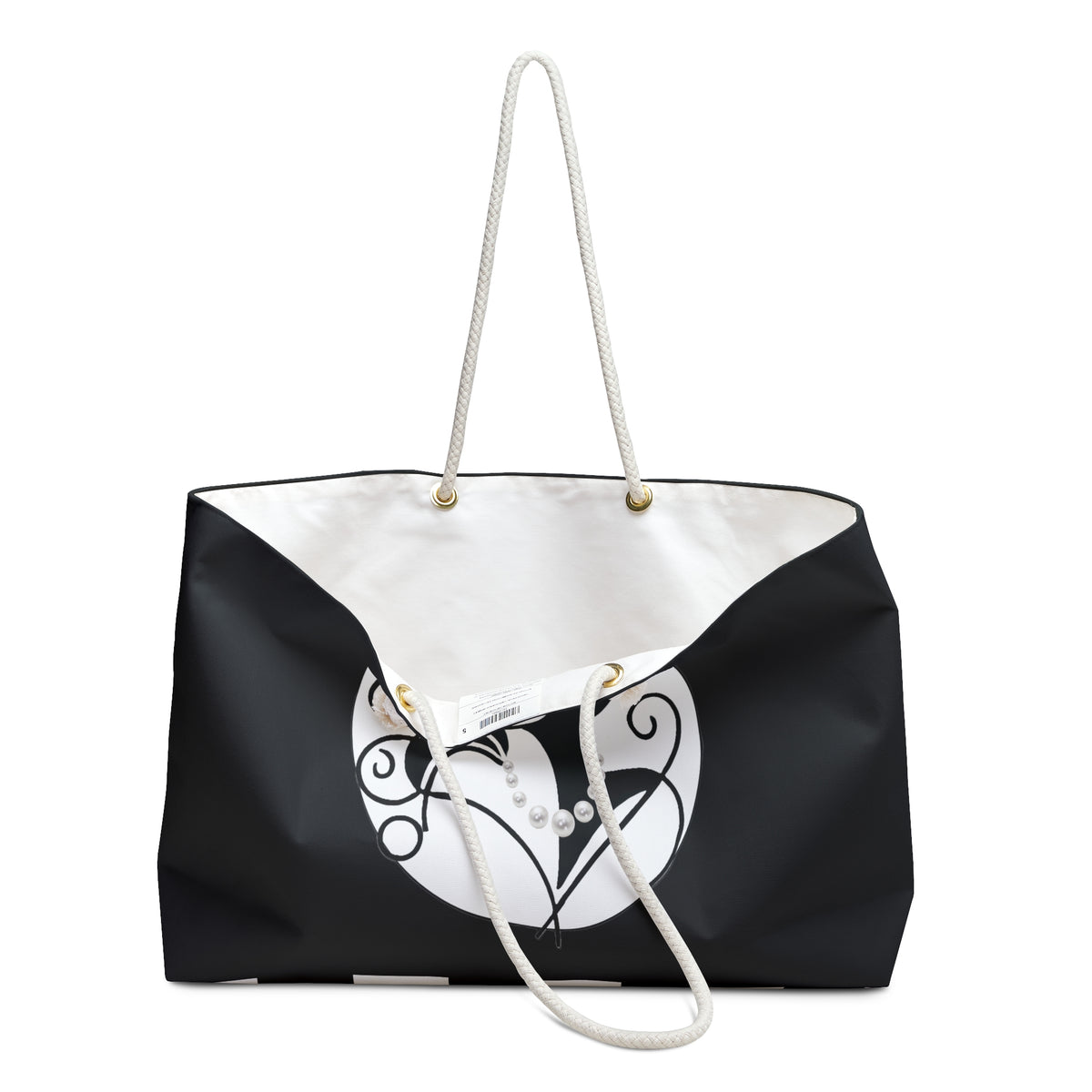 Pearls & Curls 4 | Black Double-Sided Weekender Bag