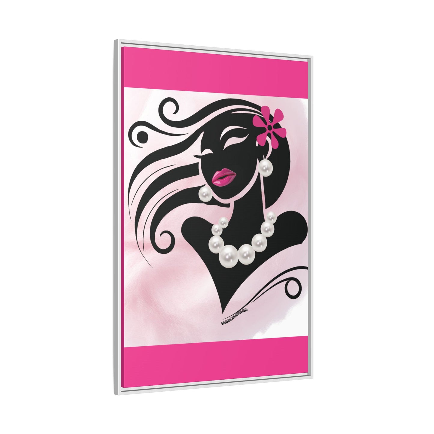 Pearls & Curls6 | Pink Pout - Framed Matte Canvas Art
